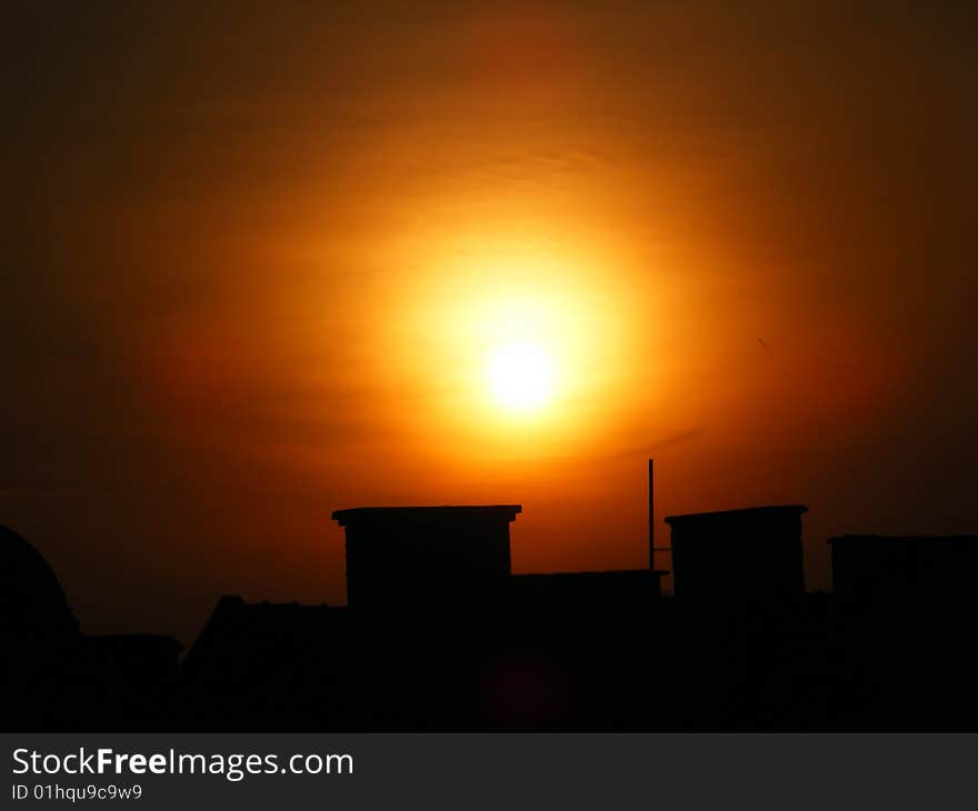 Roofs of Belgrade- summer sunset. Roofs of Belgrade- summer sunset