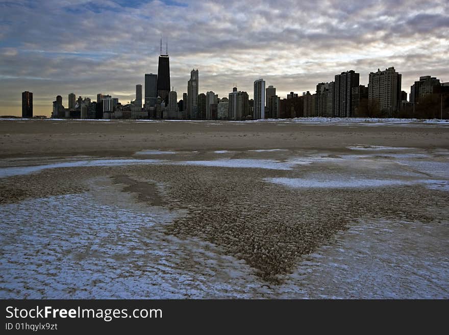 Winter Sunset in Downtown Chicago, IL. Winter Sunset in Downtown Chicago, IL.