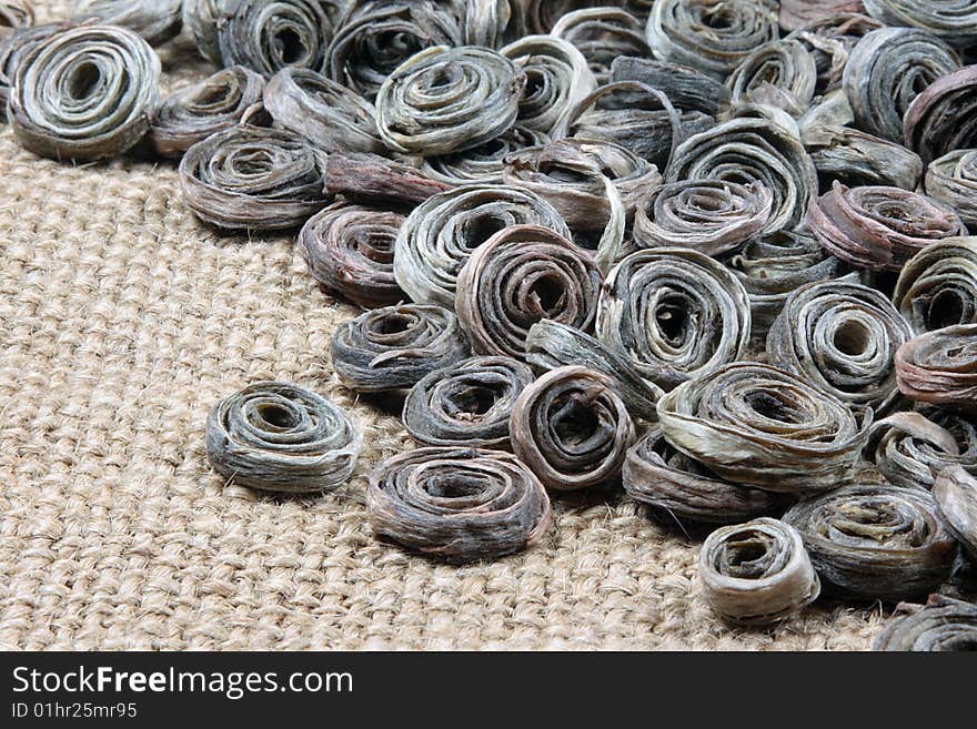 Tea pile on the material