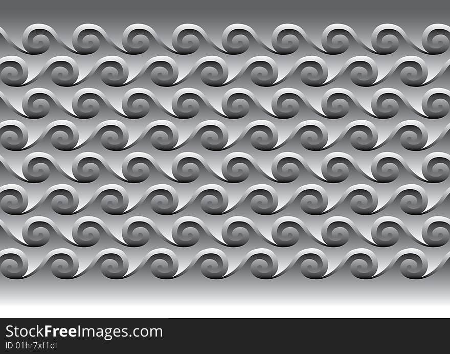 Illustration of grey waves. Tiled ornament.