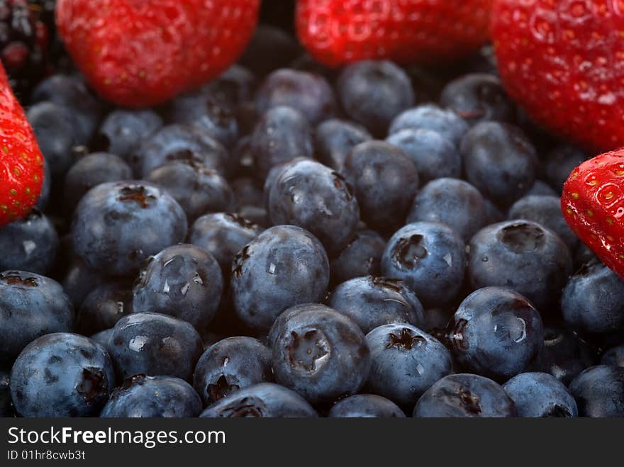 Organic healthy blueberries and strawberries. Organic healthy blueberries and strawberries