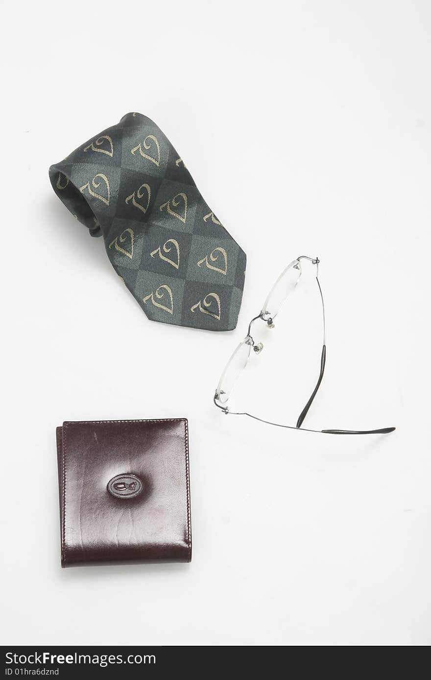 Tie, glasses, wallet