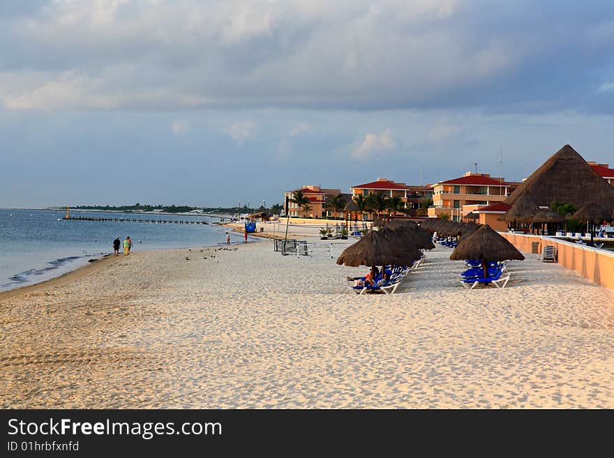 A luxury all inclusive beach resort at night in Cancun Mexico. A luxury all inclusive beach resort at night in Cancun Mexico