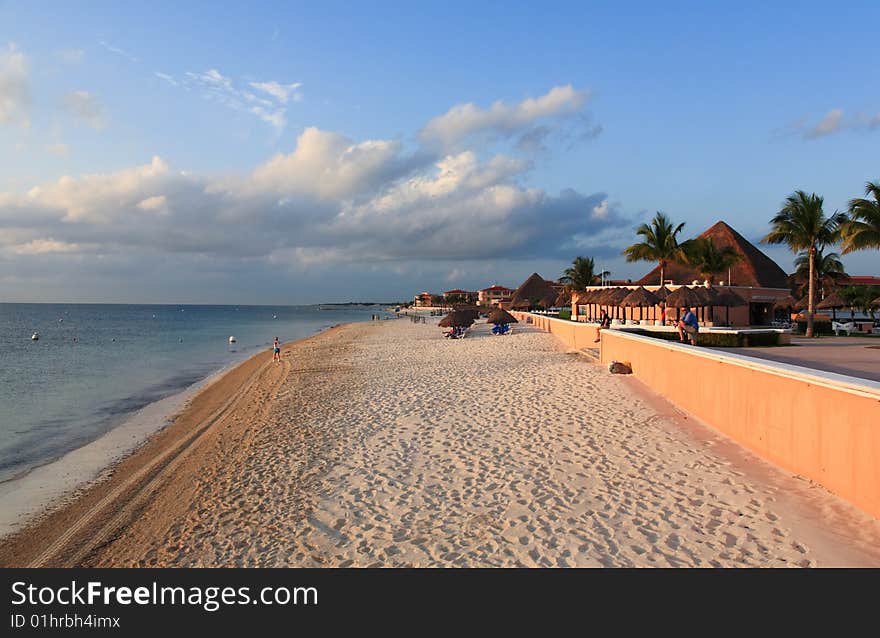 A luxury all inclusive beach resort at night in Cancun Mexico. A luxury all inclusive beach resort at night in Cancun Mexico