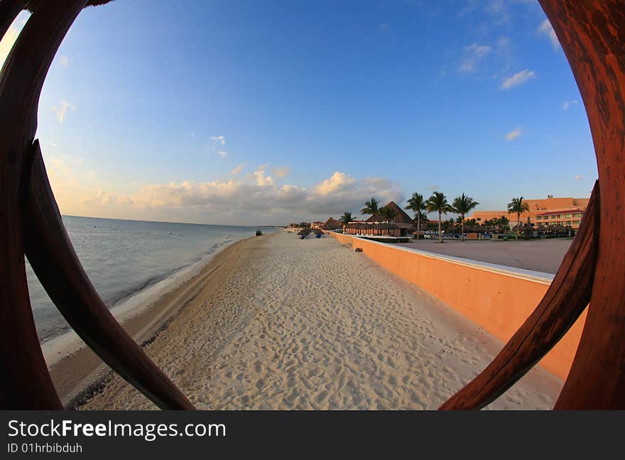 A luxury all inclusive beach resort at night in Cancun Mexico. A luxury all inclusive beach resort at night in Cancun Mexico