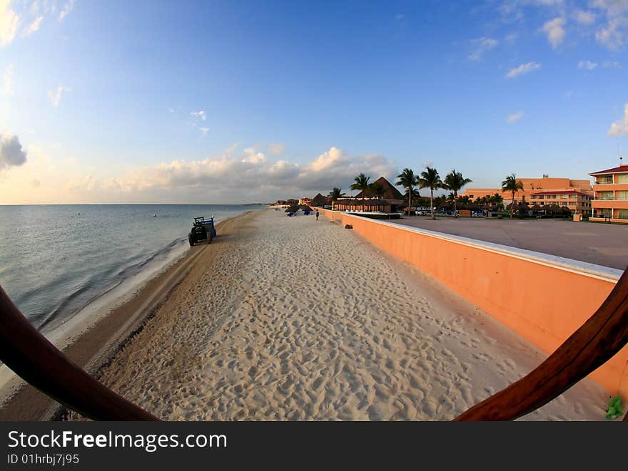 A luxury all inclusive beach resort at morning