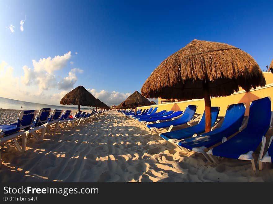 A luxury all inclusive beach resort at morning