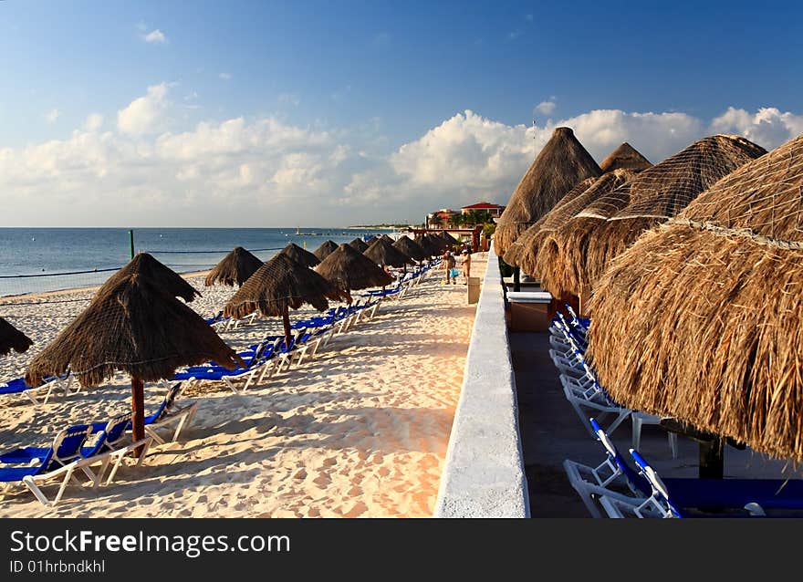 A luxury all inclusive beach resort at morning