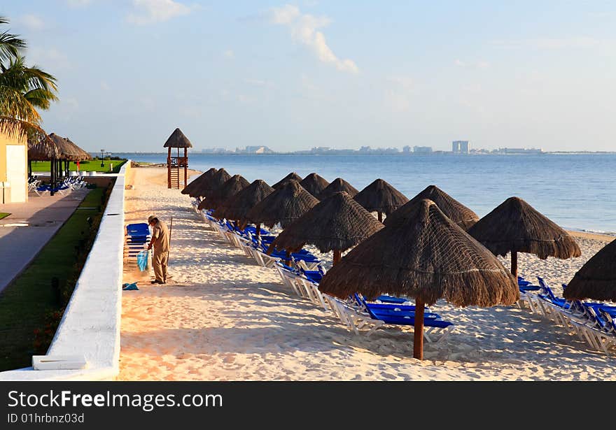 A luxury all inclusive beach resort at night in Cancun Mexico. A luxury all inclusive beach resort at night in Cancun Mexico