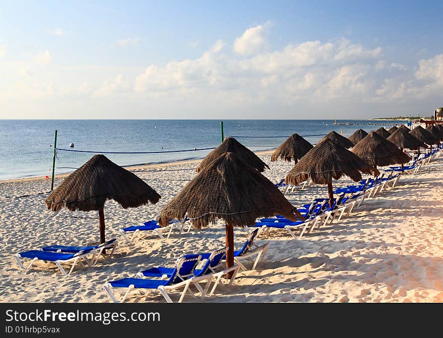 A luxury all inclusive beach resort at morning