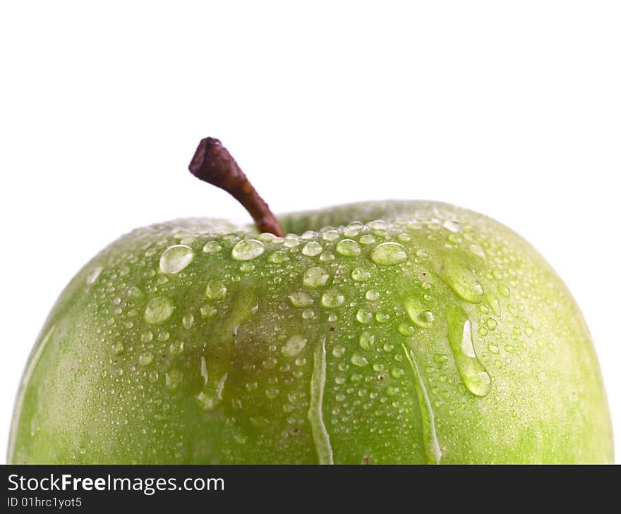 Green apple with water drops. Very high detail texture.