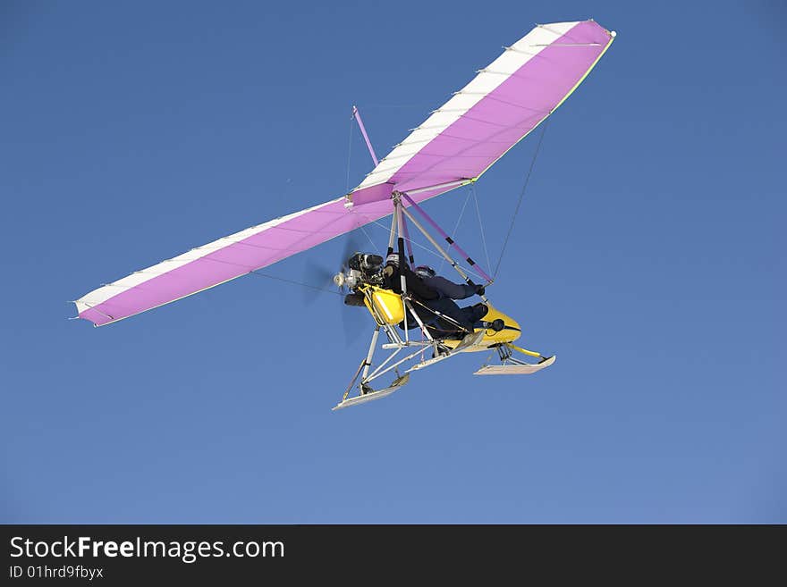 Flight on glider in the blue sky. Flight on glider in the blue sky