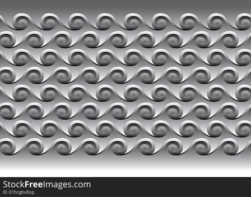 Illustration of grey waves. Tiled ornament.