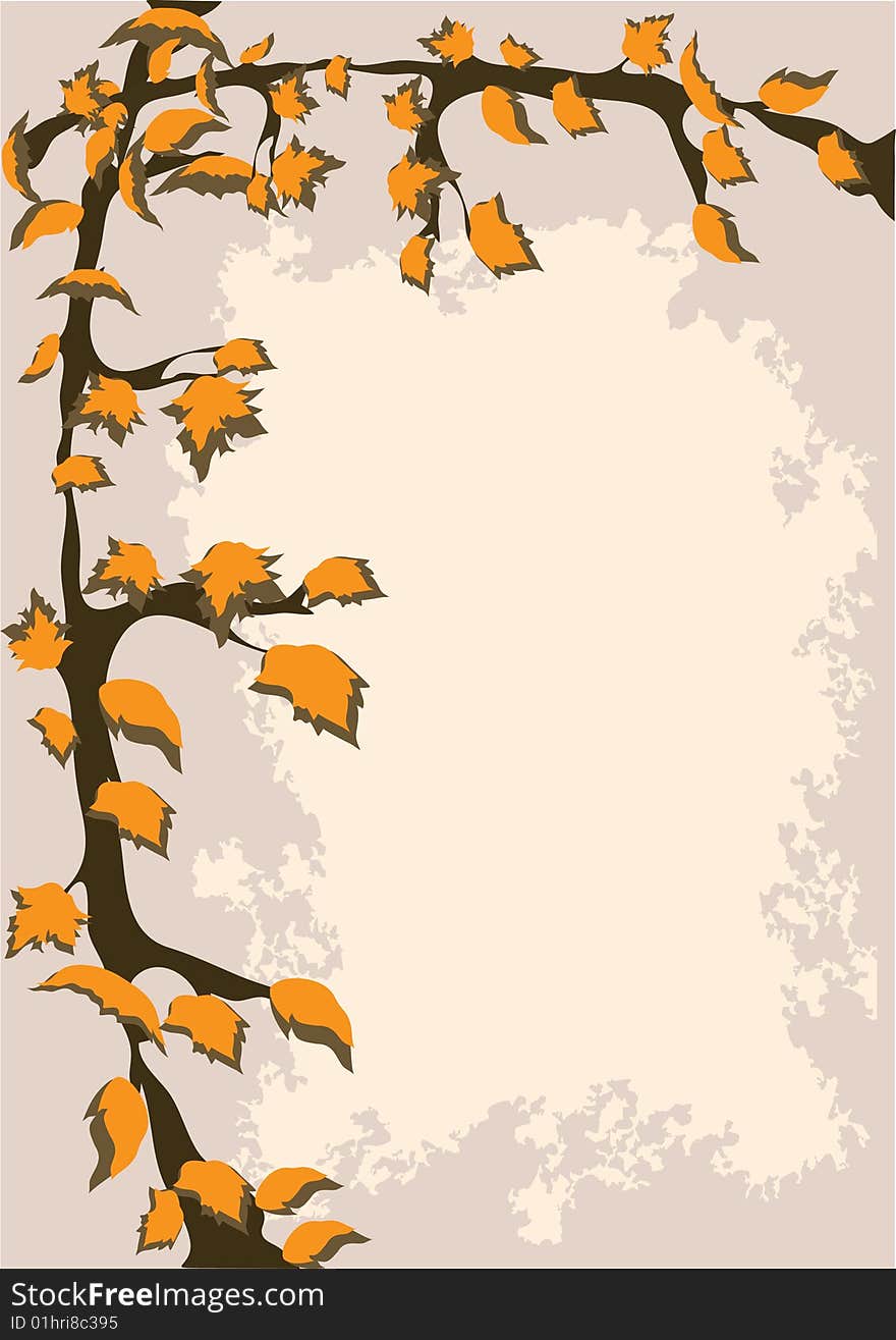 Leaf and branches; brown backgrounds, vector