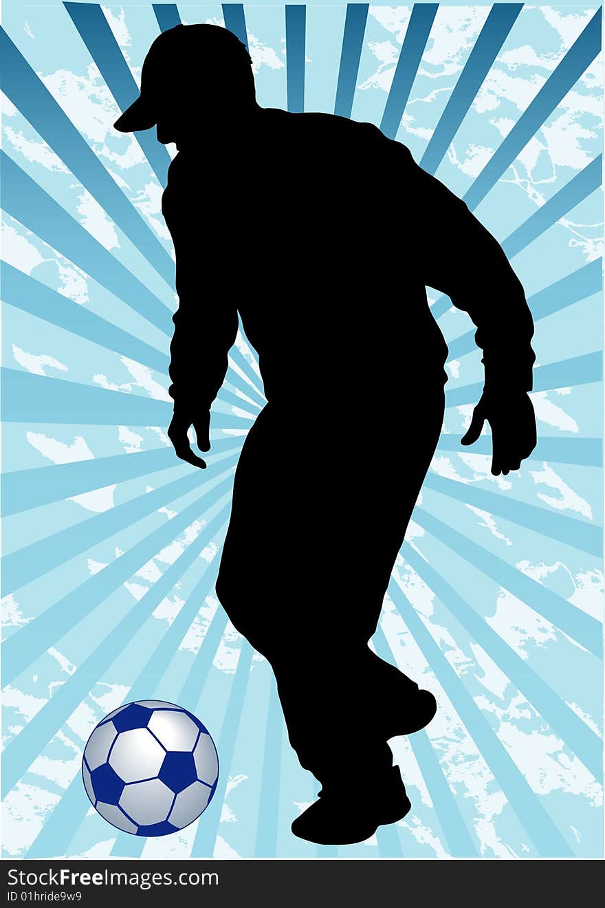 Football man and ball illustration, vector