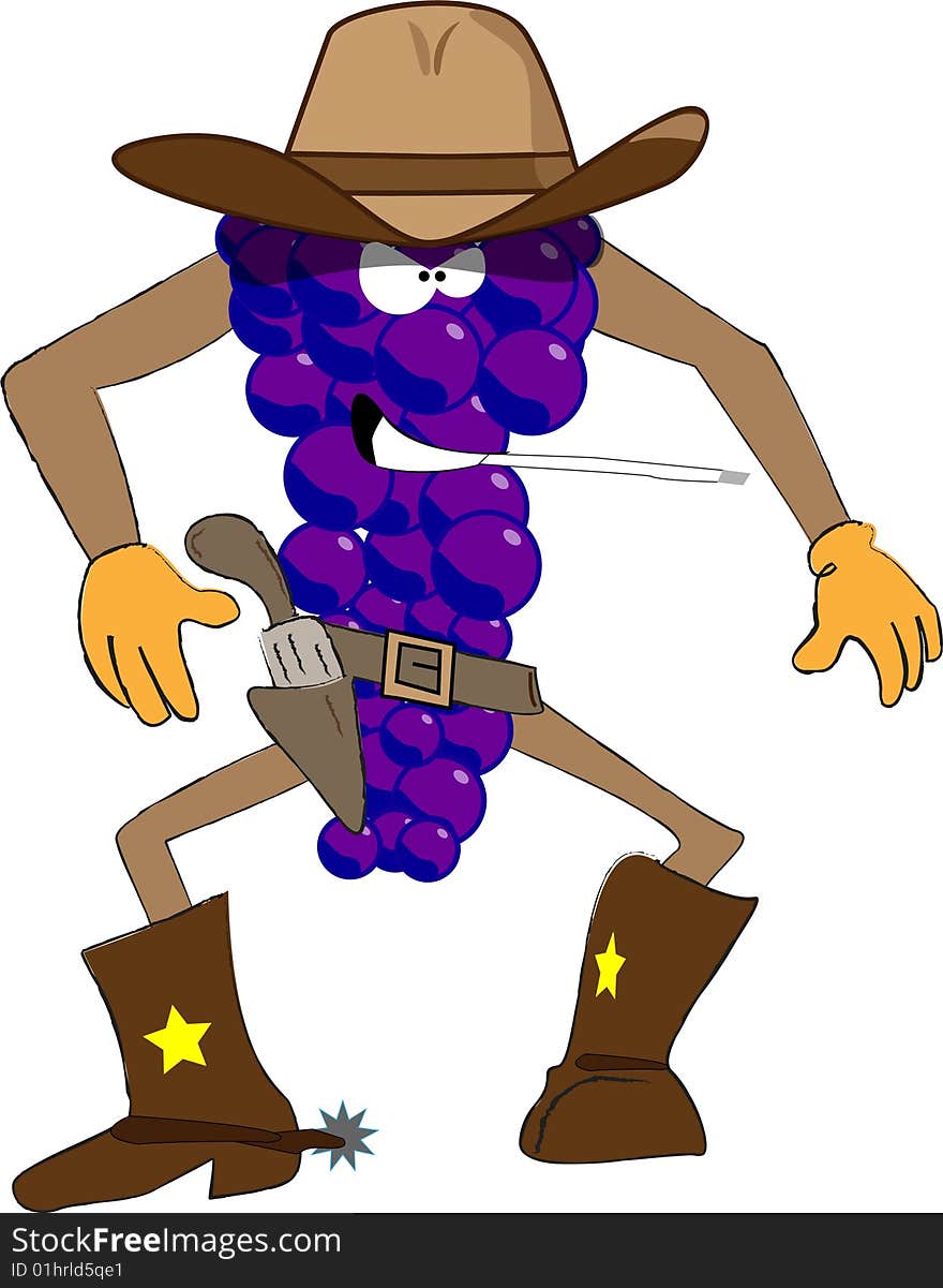 Bounty killer grape with handgun ready for the duel. Bounty killer grape with handgun ready for the duel