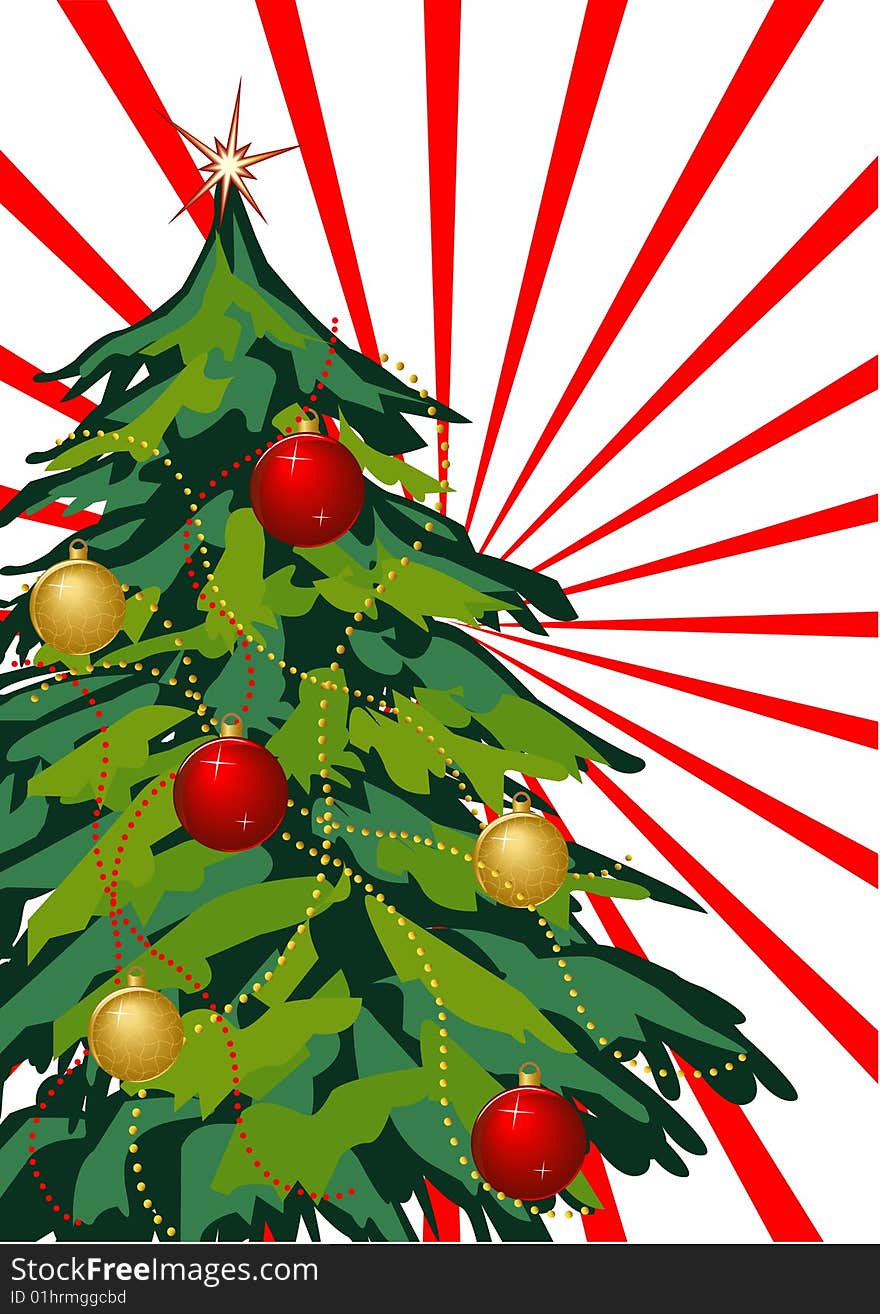 Christmas tree and christmas ball, background vector