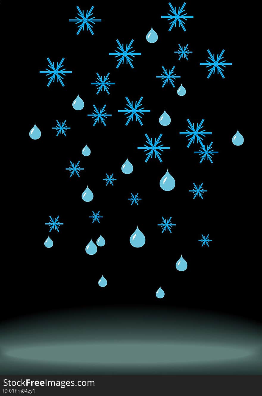 Snowflakes and spots and a pool on a black background. AI file is attached. Blend used.