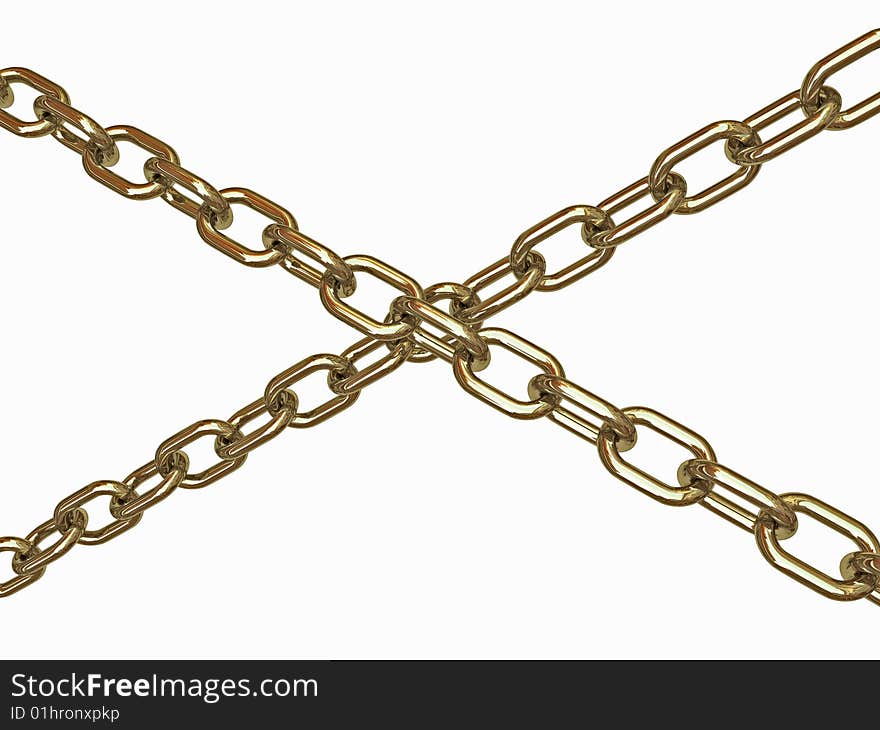 Isolated chrome chains on white background. 3D render image. Isolated chrome chains on white background. 3D render image.