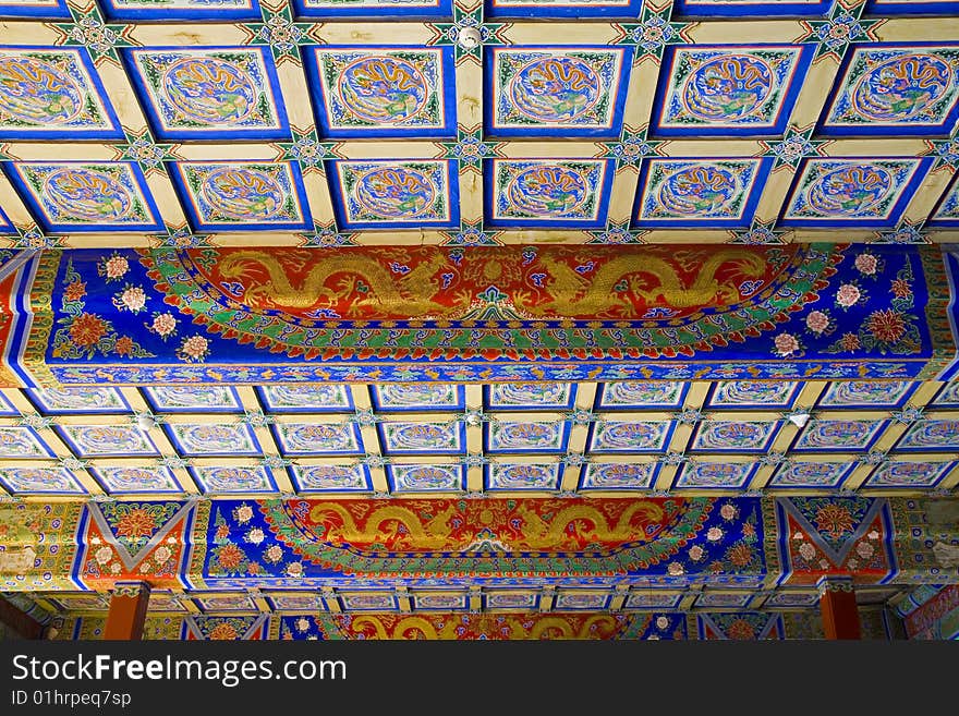 Beautiful beams  are made of  woods  in Qing Dynasty