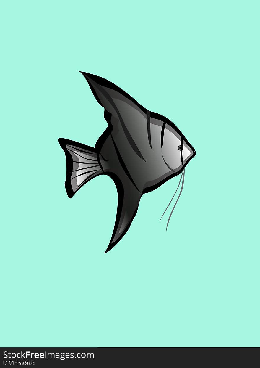 A striped angelfish swimming in the water. AI file is attached. Gradient used.