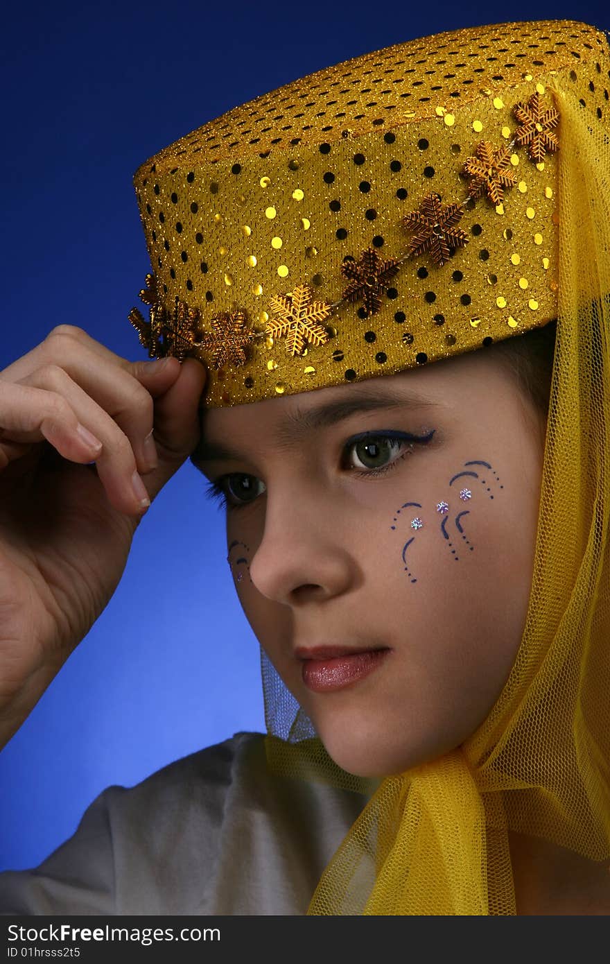 Girl with oriental hat portrait. Girl with oriental hat portrait