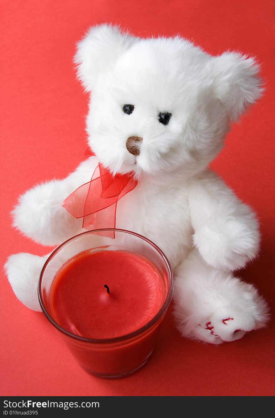 Teddy Bear and Red Candle