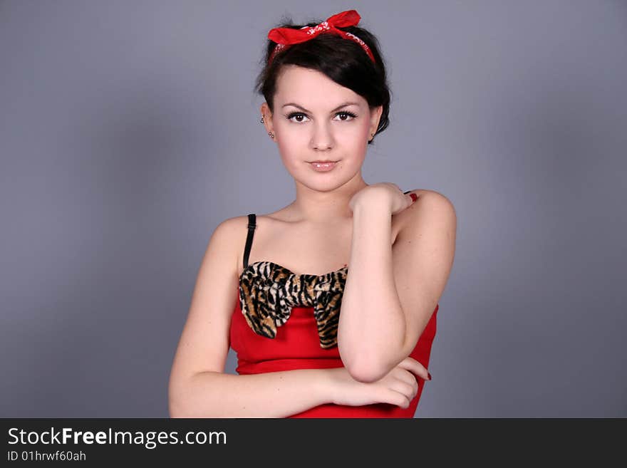 Studio portrait of a pretty pin-up girl