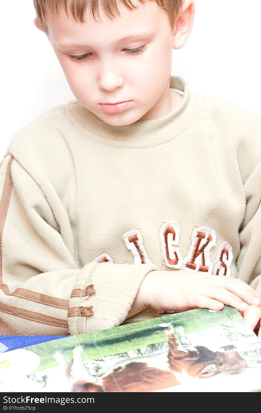 Little boy reading nice book. Little boy reading nice book