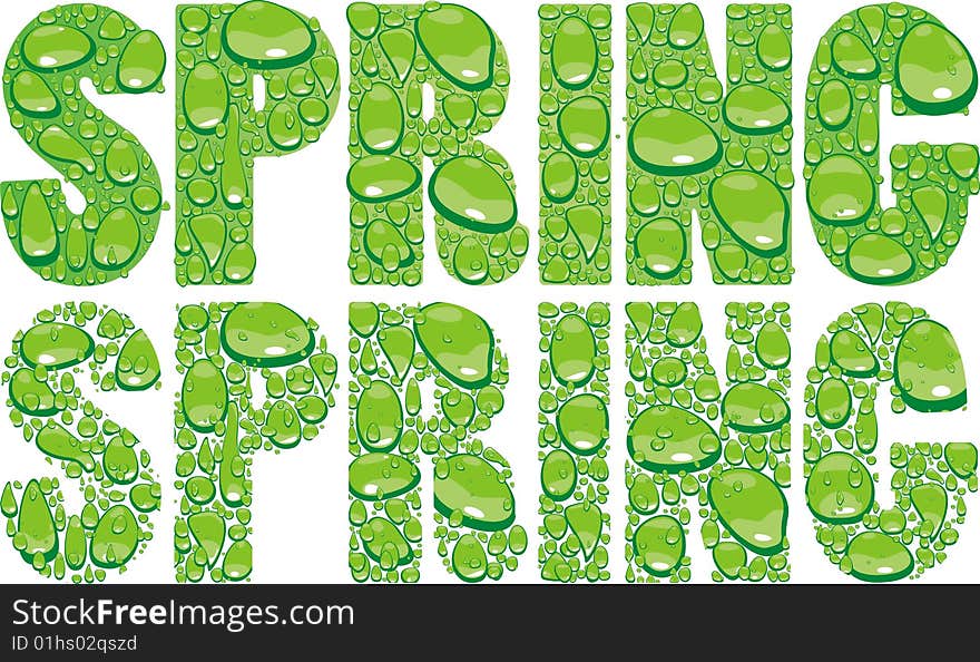 Vector spring letter. Texture of the droplets. Vector spring letter. Texture of the droplets.