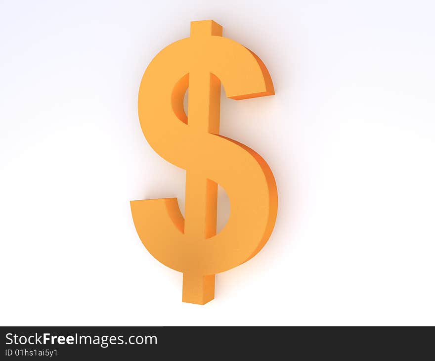 3d dollar sign on white background