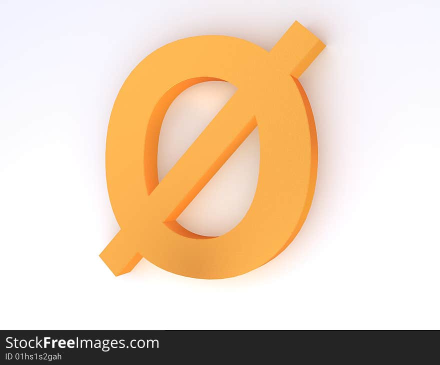 Phi symbol on white background