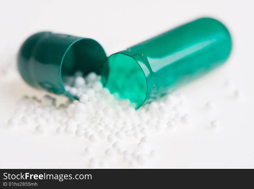 Pills on a white background