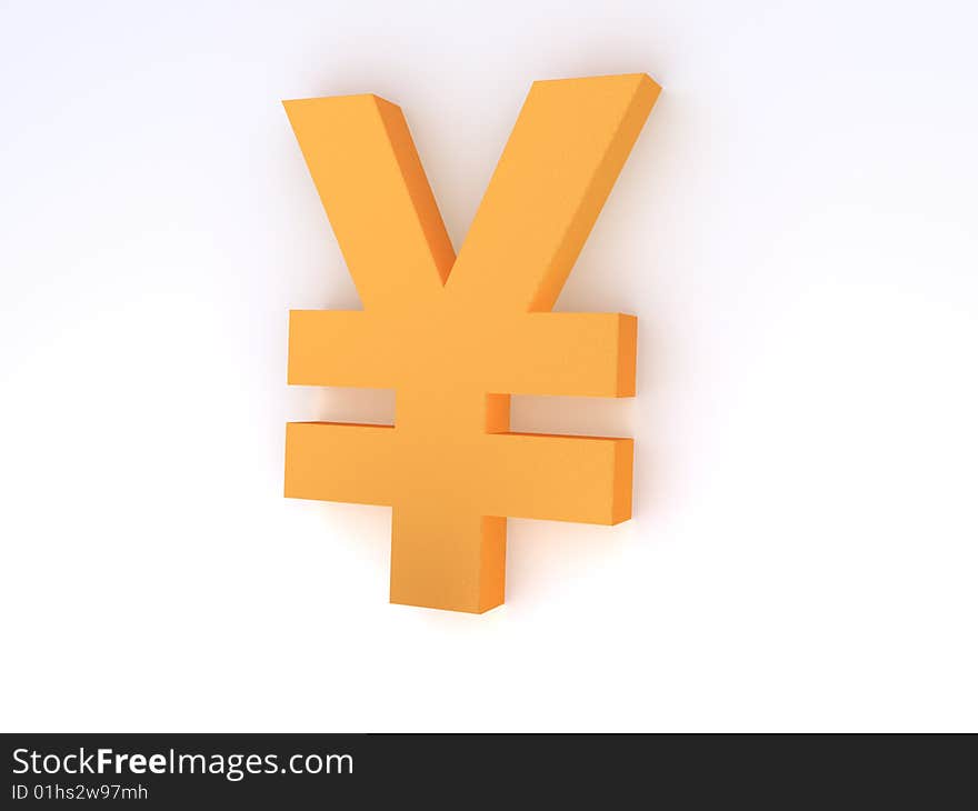 3d yen sign on white background