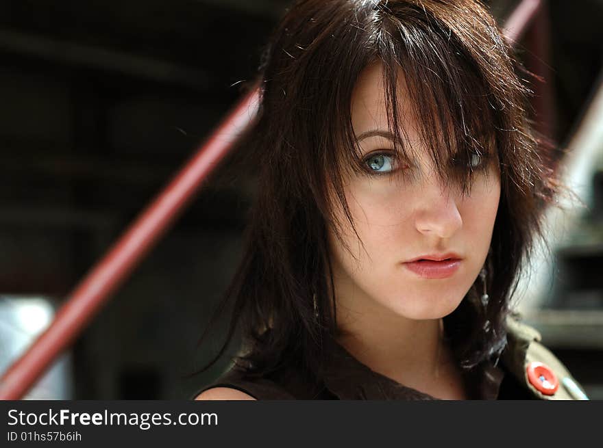 Headshot of attractive young girl looking off to the left. Headshot of attractive young girl looking off to the left