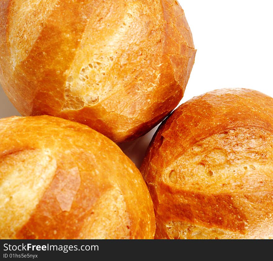 Freshly Baked Bread. Isolated on White Background