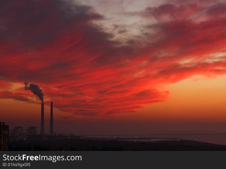 Beautiful sunset sky over the city of Ashkelon. Beautiful sunset sky over the city of Ashkelon.