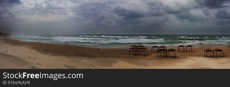 Panoramic view on Mediterranean sea at winter. Panoramic view on Mediterranean sea at winter.