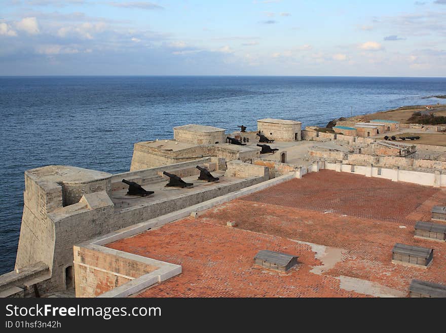 Morro Castle defence with several cannons, Havana