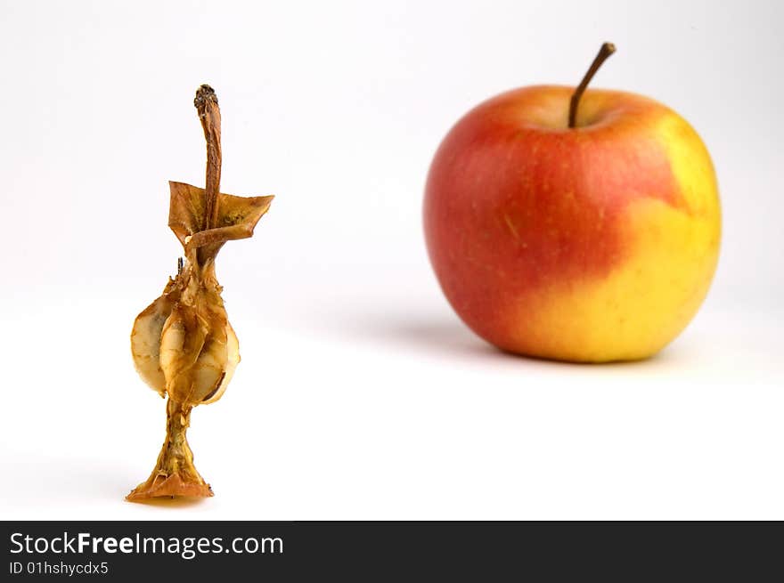 Isolated apple core on white