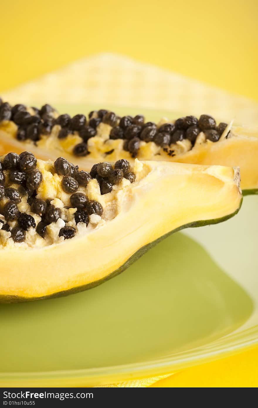 Papaya fruit halves