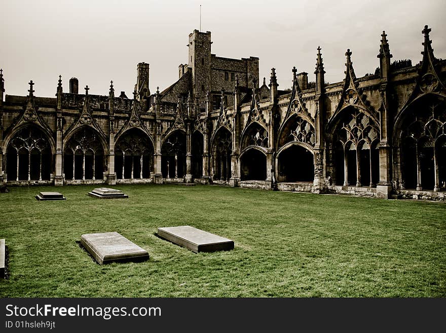 Dark representation of an ancient religious building