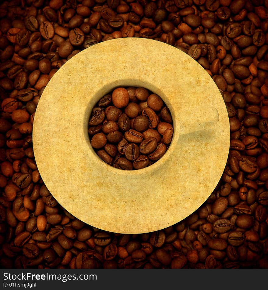 Grunge Background With Coffee Elements