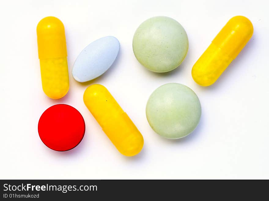 A few various kinds of drugs in different colours