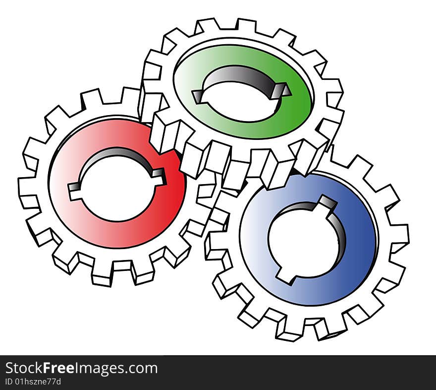 Cogwheels - isolated illustration on white. Cogwheels - isolated illustration on white