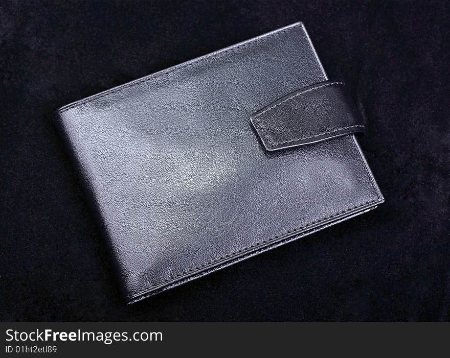 Leather Wallet On Black.