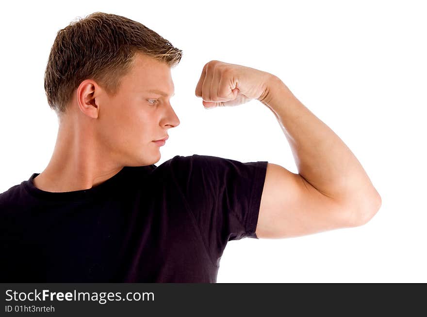 Posing muscular male on an isolated background