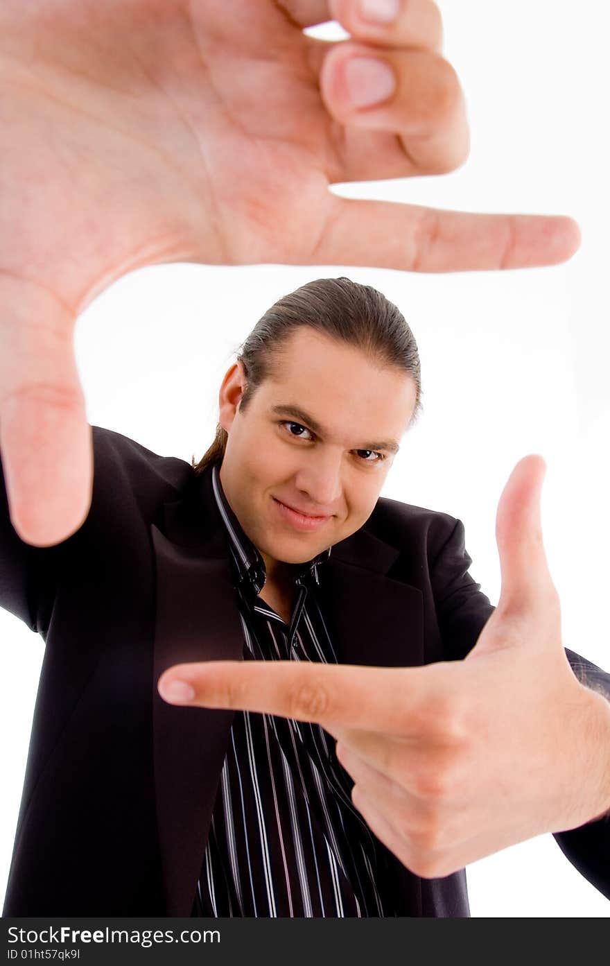 Young Man Making Frame With Fingers