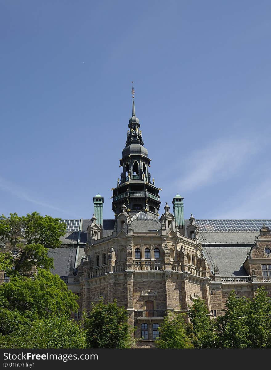 Building and steeple in Stockholm, Sweden. Building and steeple in Stockholm, Sweden