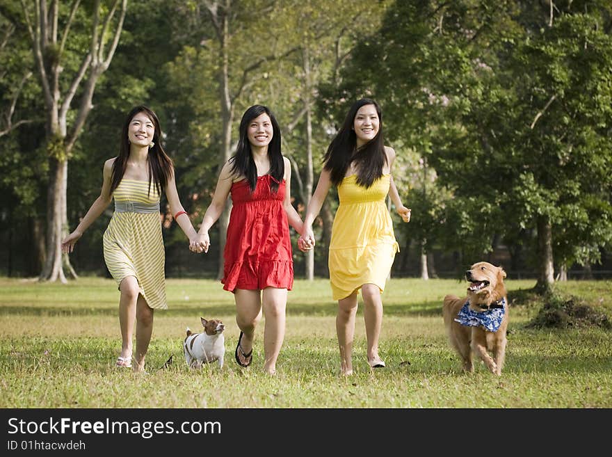 Girlfriends outdoor in the park